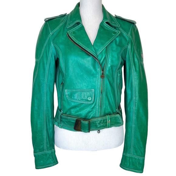 COPY - Matchless Biker Leather Jacket in British Green Size XS (44) - Picture 1 of 11